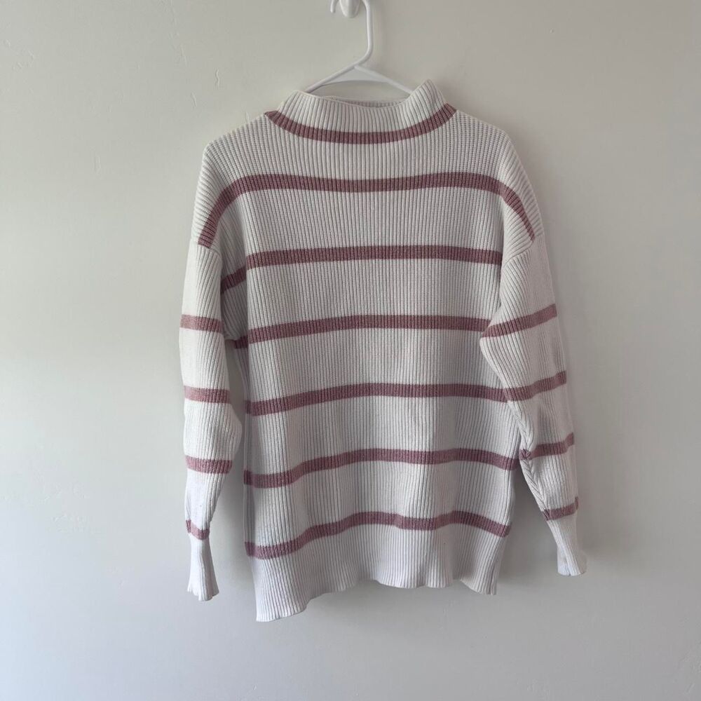 Love, Olive Co. Women's Striped Ribbed Mock Neck Knit Sweater
